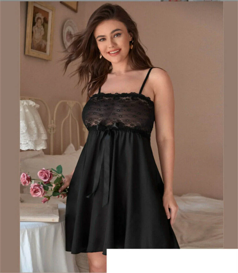 4XL 5XL LACE SILK SATIN PLUS SIZE BABYDOLL