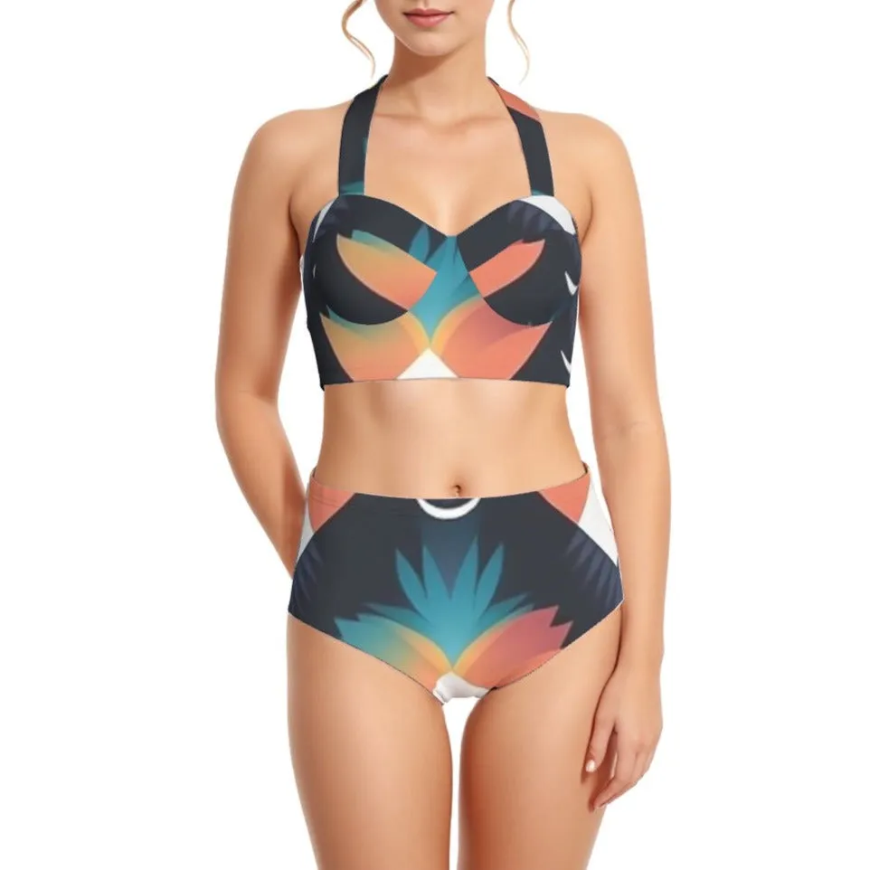 Bird of Paradise Women's Swimsuit Set With Halter