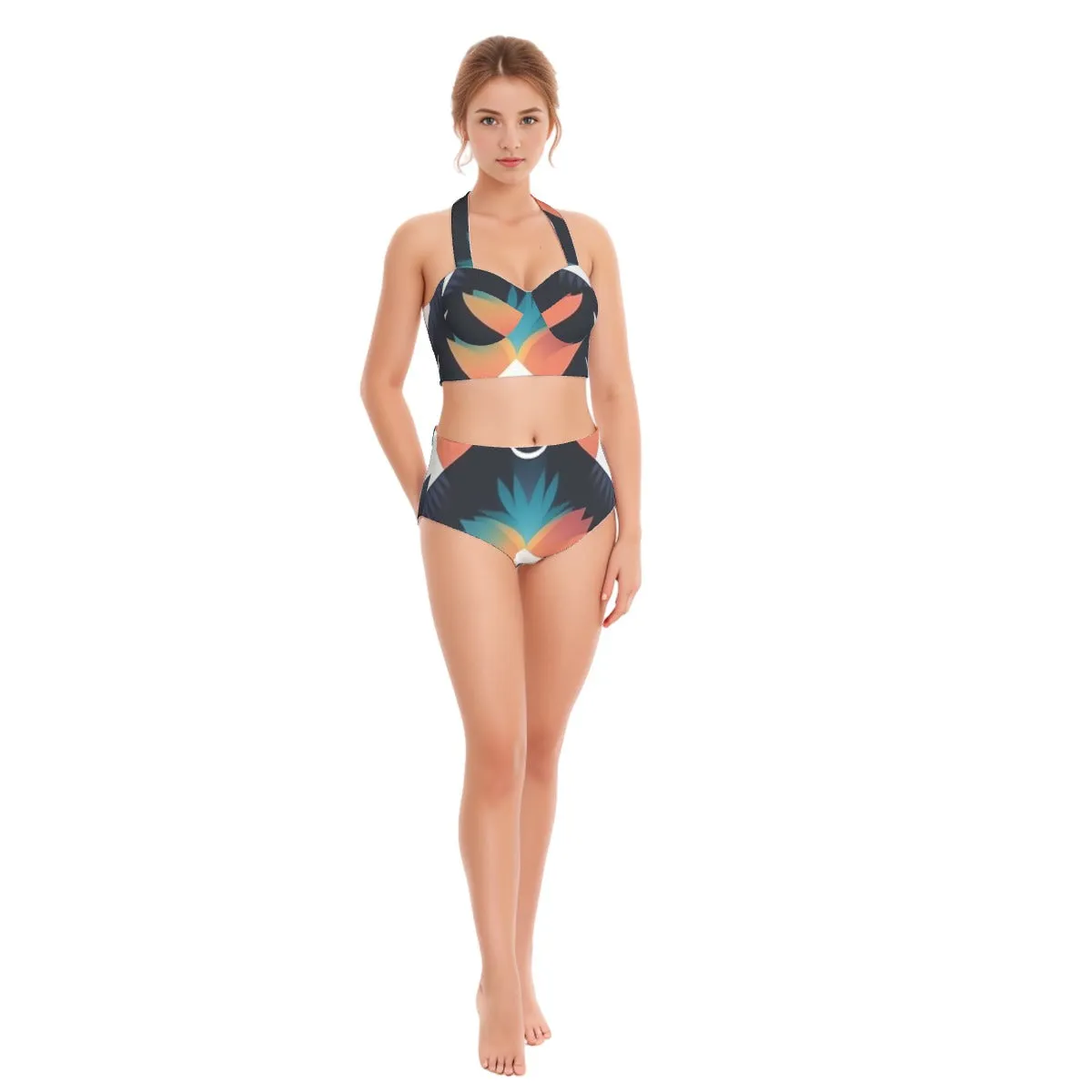 Bird of Paradise Women's Swimsuit Set With Halter