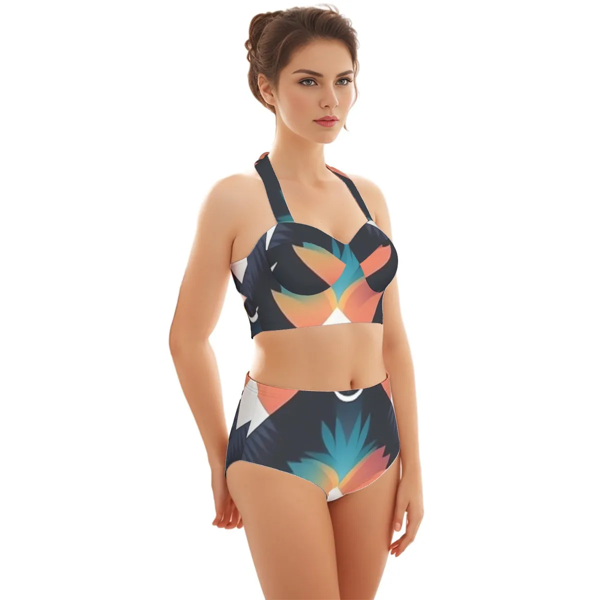 Bird of Paradise Women's Swimsuit Set With Halter