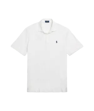 Classic Fit Cotton-linen Mesh Polo Shirt - White