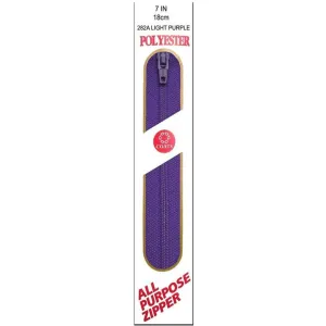 Coats All-Purpose Plastic Zipper 7in Light Purple