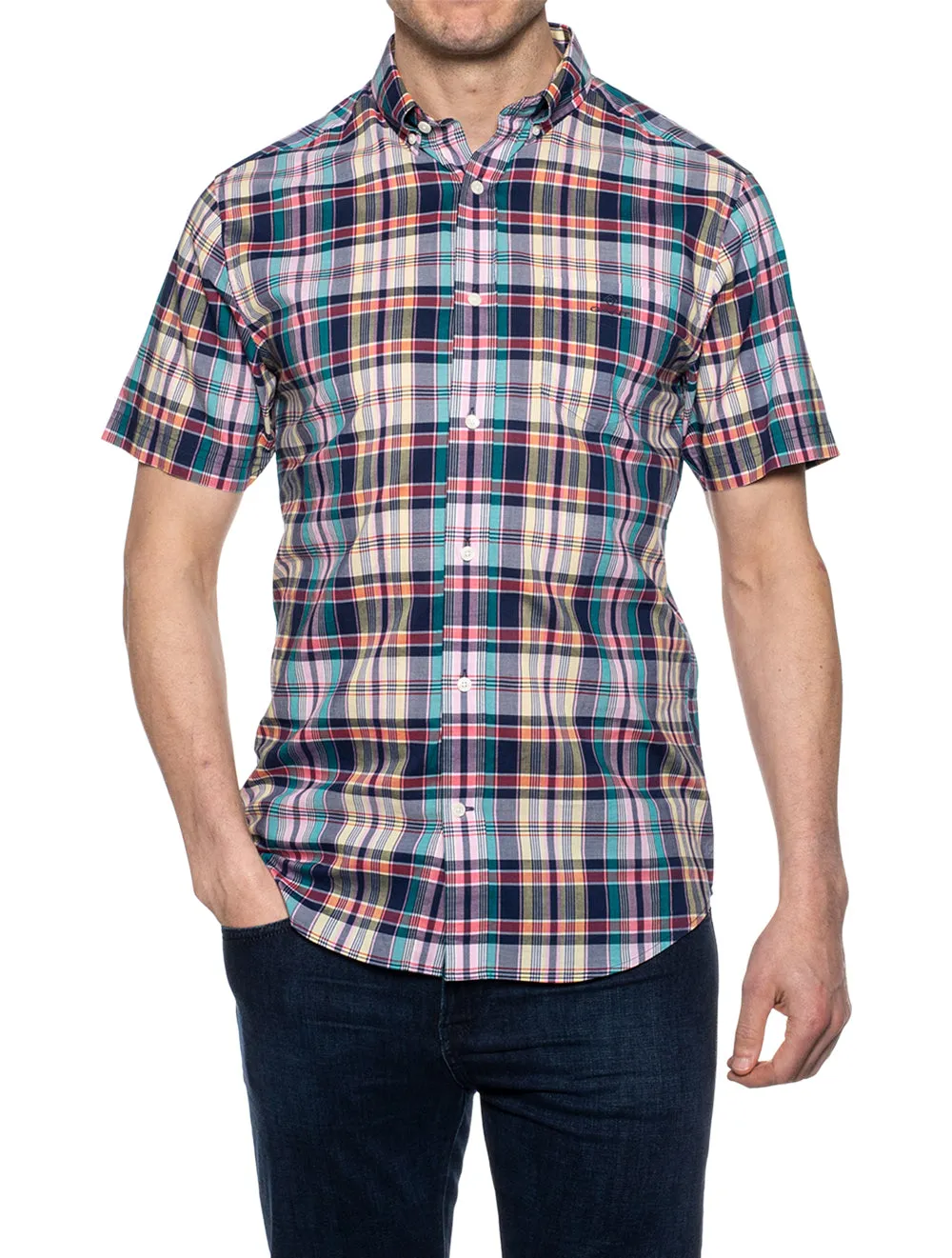 Colourful Check Shortsleeve Shirt Persian Blue