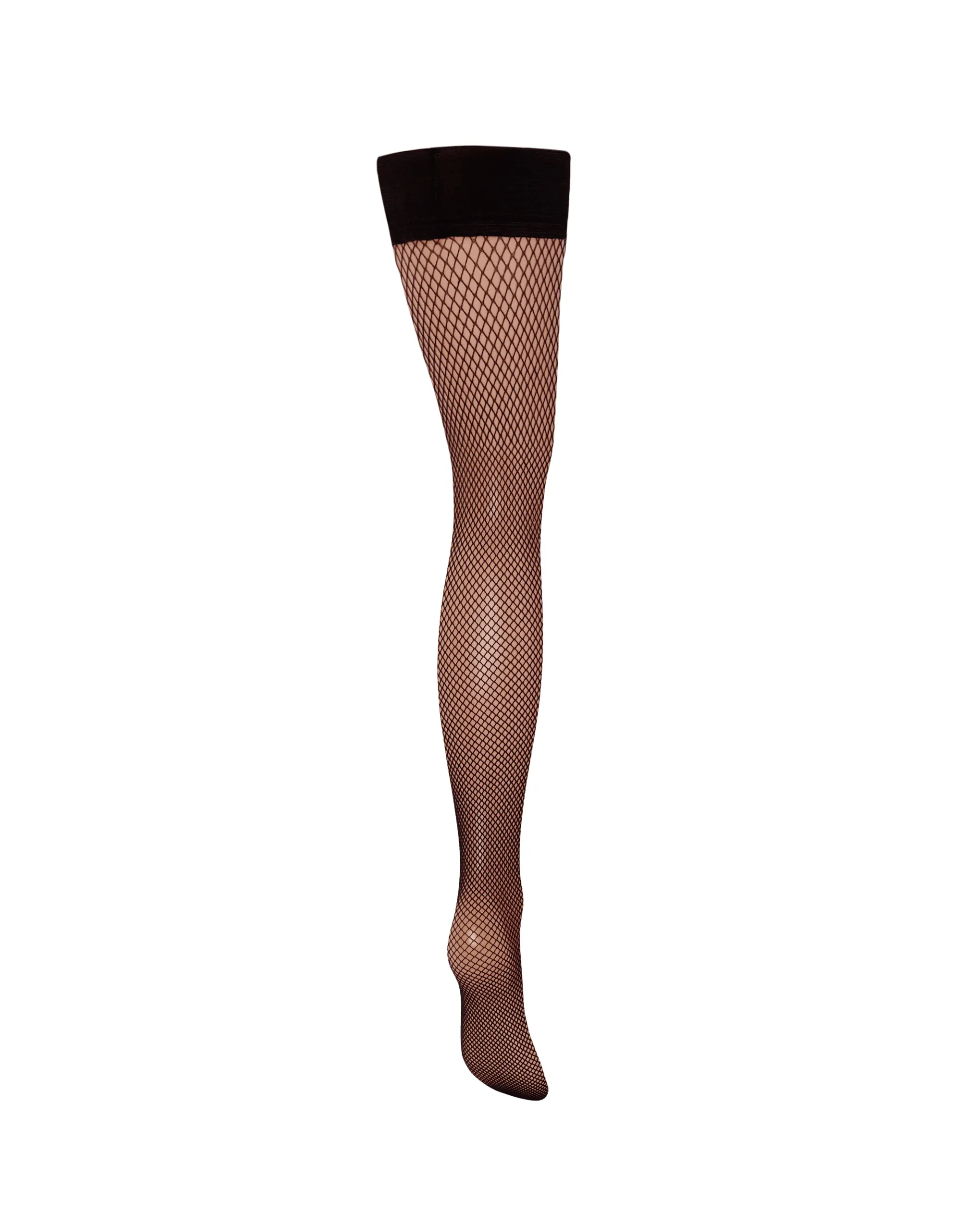 Fishnet Leg/Plain Top Hold Ups Black