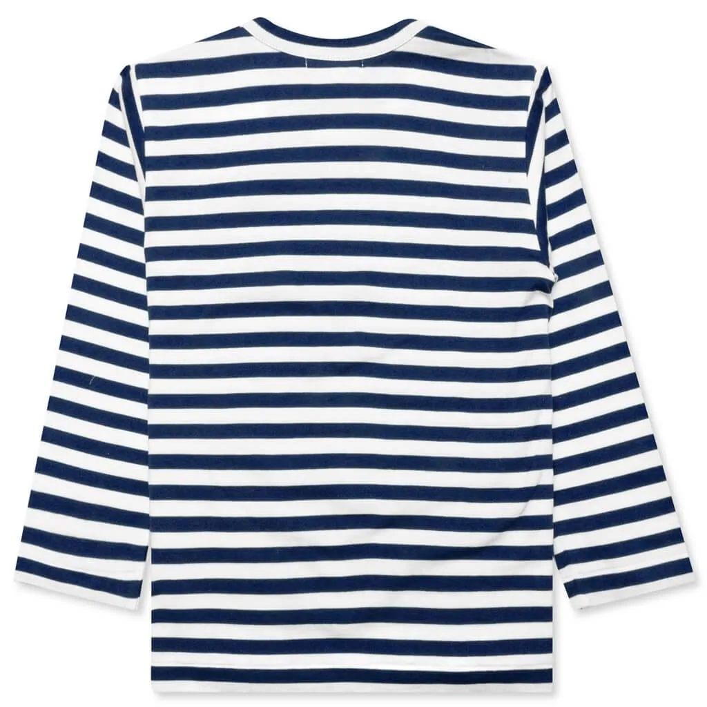 Kid's Striped L/S T-Shirt - Navy/White