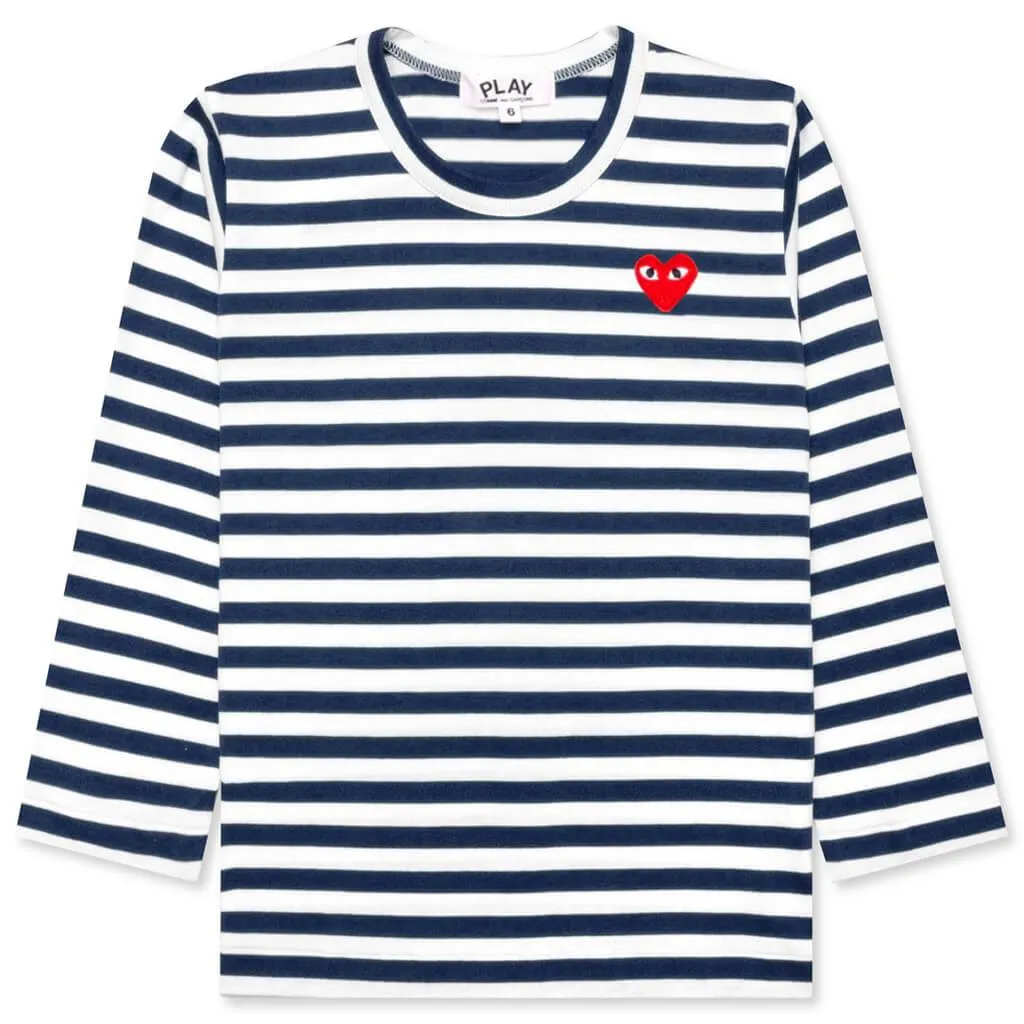 Kid's Striped L/S T-Shirt - Navy/White