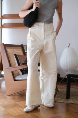 Loose and Slim Drape Slacks in Cream White