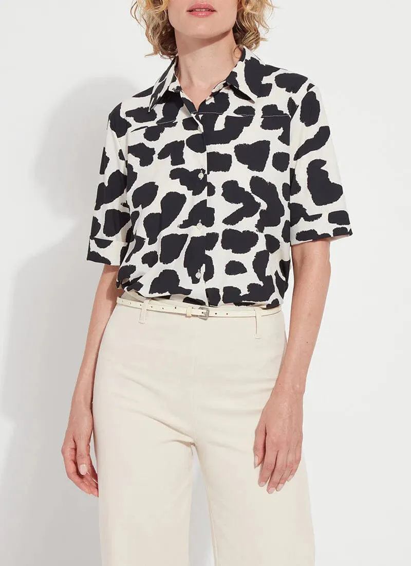 Lysse Printed Josie Short Sleeve Button Down Wild Contrast