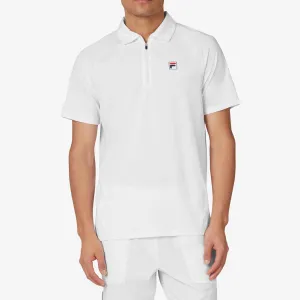 Men's Short Sleeve Zip Tennis Polo White