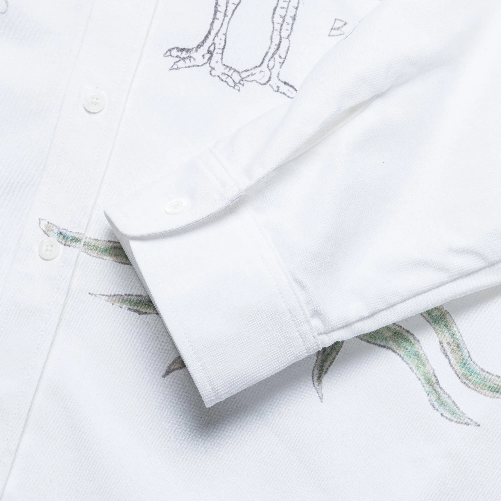 Oxford L/S Button Down - White/Printed Drawings