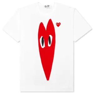 Red Emblem Long Heart T-Shirt - White