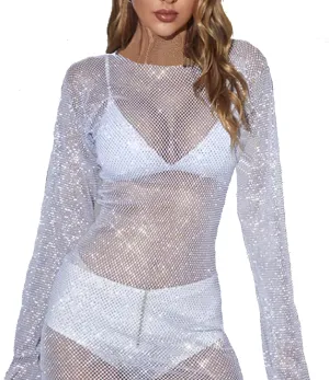 Rhinestone Mesh Mini Dress (CW450)