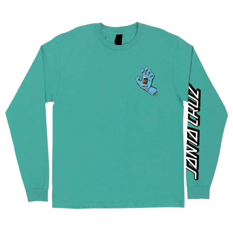 Santa Cruz Screaming Hand Long Sleeve Mens T-Shirt - Celadon