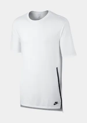 Mens White Droptail Sportswear T-Shirt with Bonded Mesh Detailing