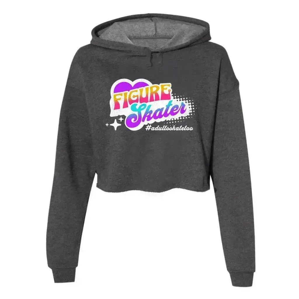 Vintage Figure Skater Women's Cropped Fleece Hoodie