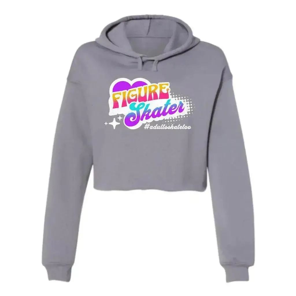 Vintage Figure Skater Women's Cropped Fleece Hoodie