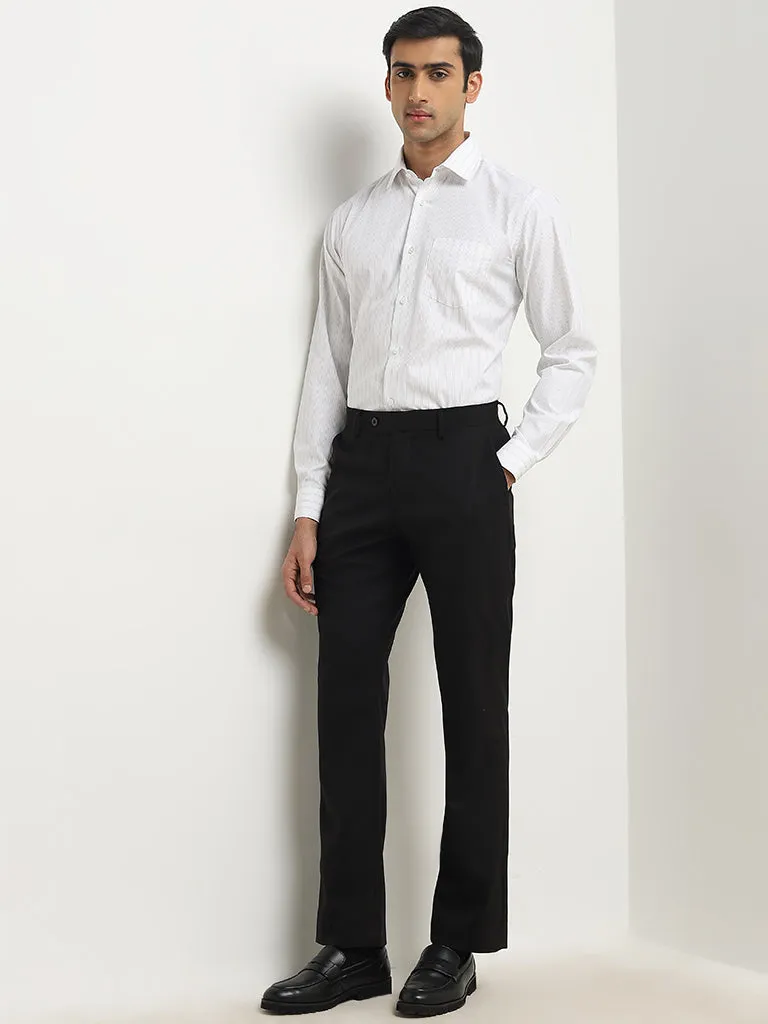 WES Formals White Striped Relaxed-Fit Shirt