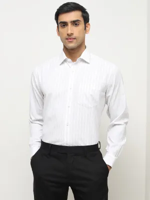 WES Formals White Striped Relaxed-Fit Shirt