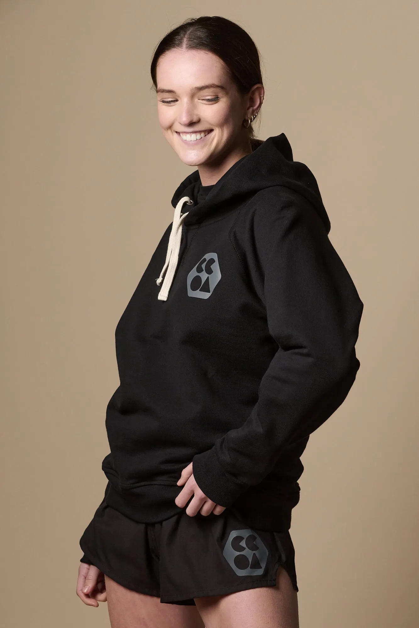 Womens Raglan Hooded Sweatshirt Plastic Free - Black