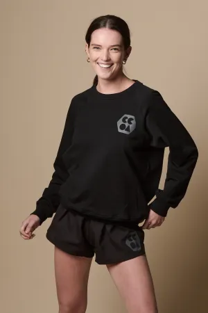 Womens Raglan Sweatshirt Plastic Free - Black