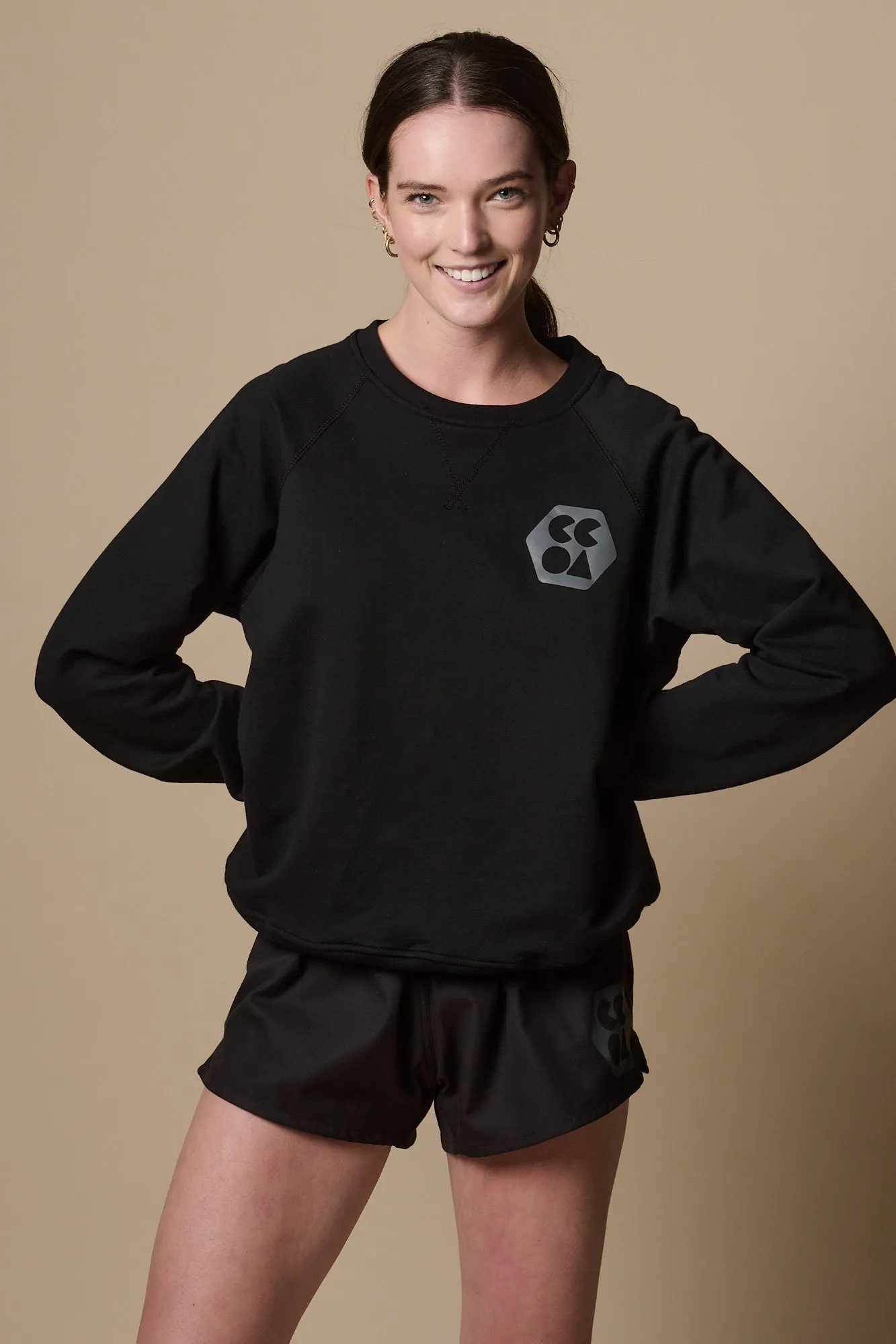 Womens Raglan Sweatshirt Plastic Free - Black