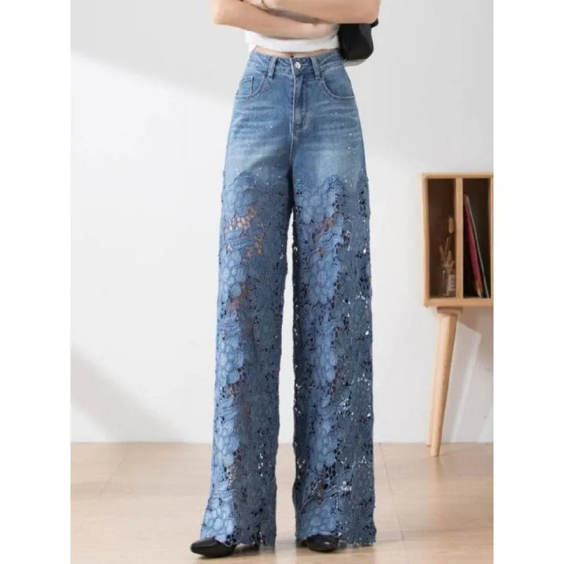 Women's Stitching High Waist Wide Leg Pants