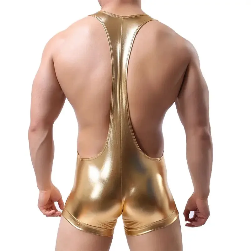 Wrestling Open Chest Faux Singlet