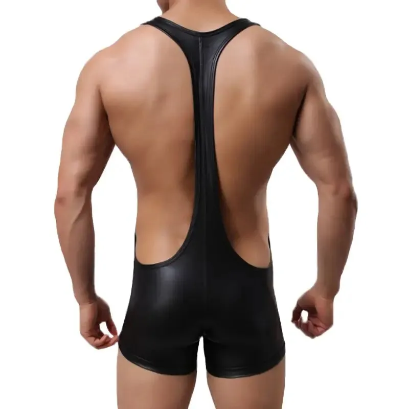 Wrestling Open Chest Faux Singlet