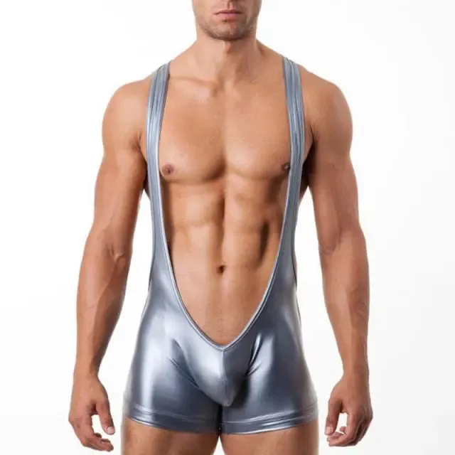 Wrestling Open Chest Faux Singlet