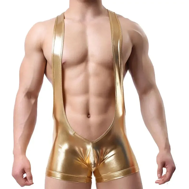 Wrestling Open Chest Faux Singlet